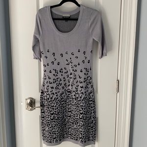 Allison Brittney Grey and black print sweater dress. Small 3/4 sleeve